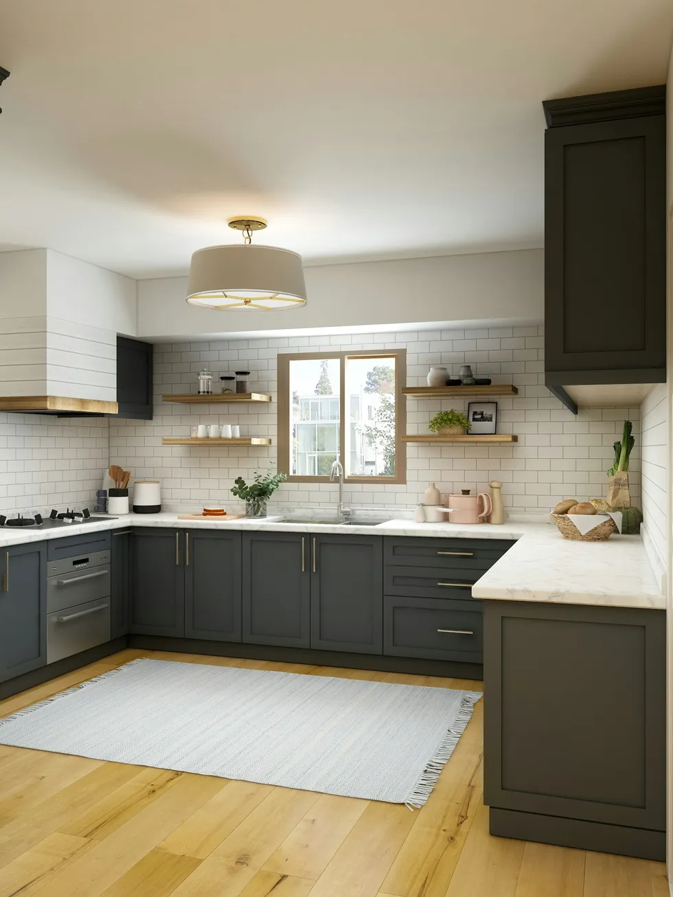 Kitchen with subway tile backsplash
